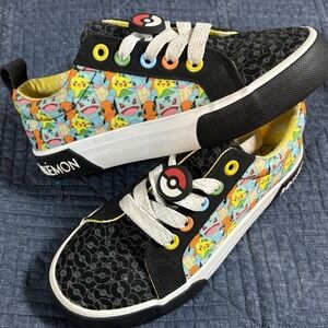 Pokemon Shoes Kids Size 1 Ground Up Low Top Sneakers Canvas Pikachu & Friends